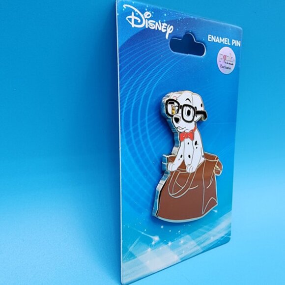 Disney PALM 101 Dalmatians Pup w/ Glasses & Bow Tie In Paper Bag Enamel Pin NEW - Picture 4 of 9